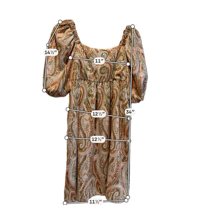Hayden Tan/Peach Paisley Pre-Owned Ladies Dress - Size Small