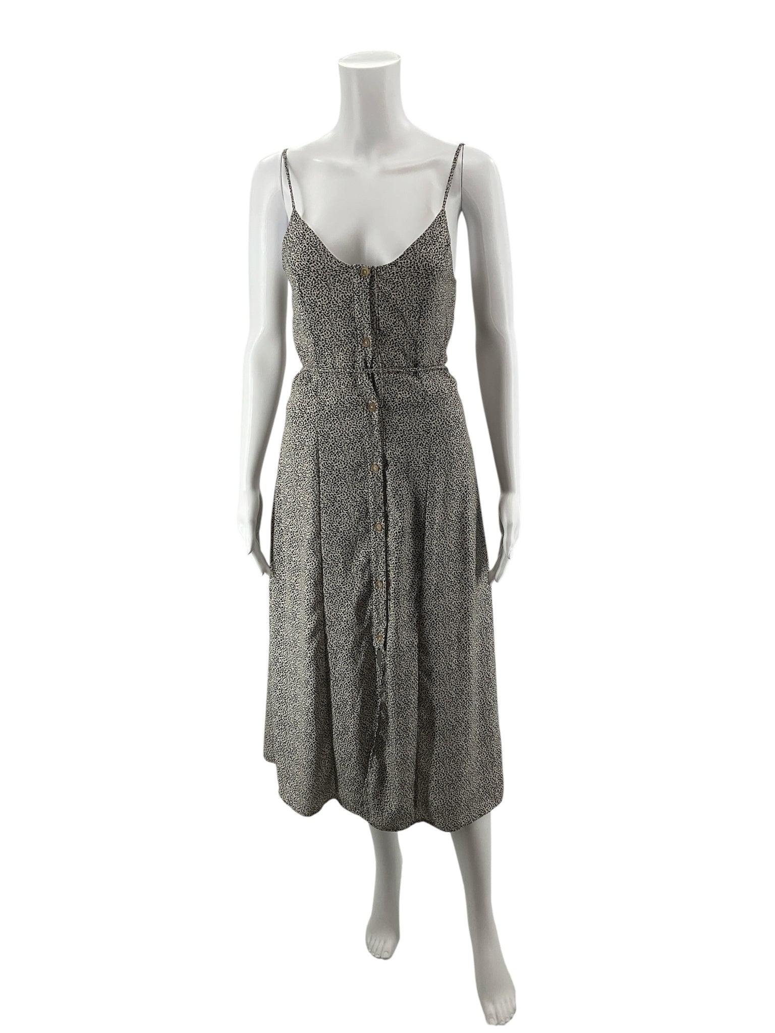 Sienna Sky Cheetah Print Midi Slip Dress Size S | Button Front Tie Waist - ONLINE ONLY