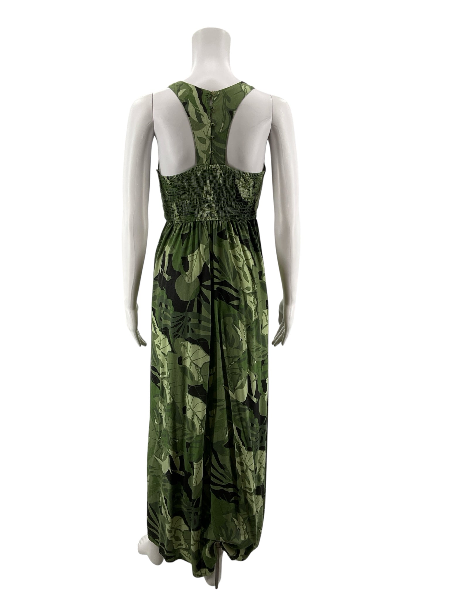 Japana Green Maxi Green Tropical Floral Sleeveless V-Neck Maxi Dress XS - Size XS