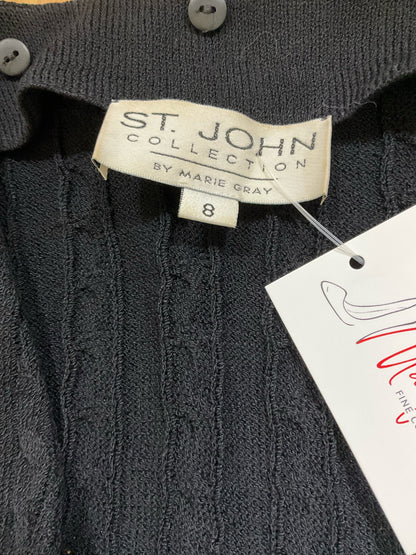 St. John Collection by Marie Gray Black Cable Knit Button Front Cardigan Size 8