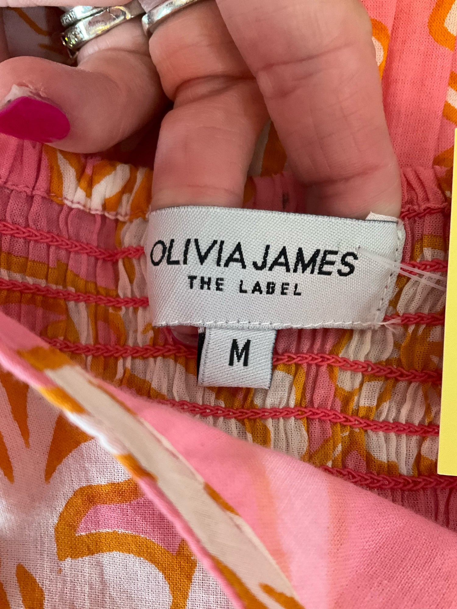 Olivia James The Label pink/white/orange Maxi Poppy Tie Shoulder Floral Maxi Dress Size M - Size M