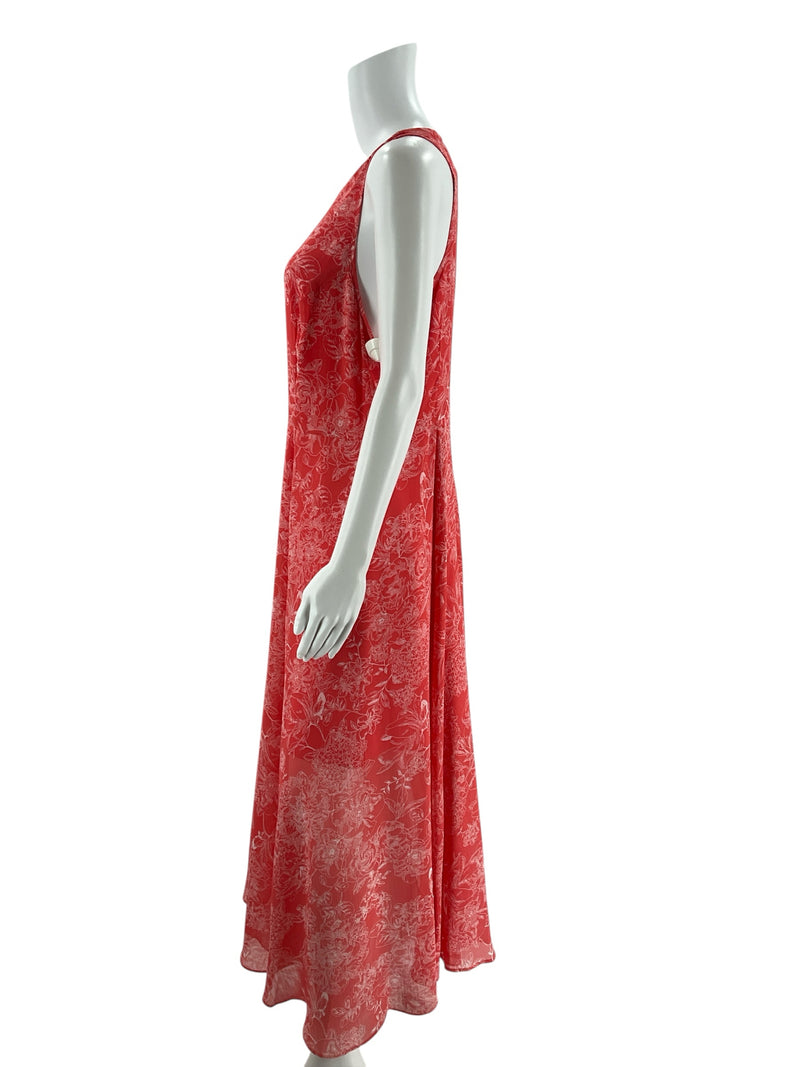 Tommy Hilfiger Coral/White Floral Pre-Owned Ladies Dress - Size 12