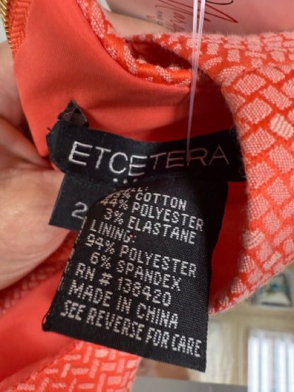 Etcetera Coral Sheath Coral Geometric Tweed Zip Pocket Sheath Dress Size 2 - Size 2