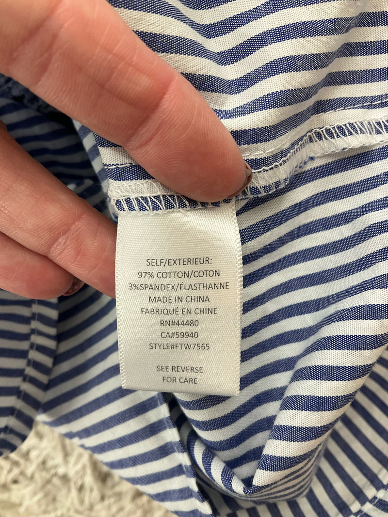 Love Fire White/Blue Stripe Pre-Owned Ladies Top - Size Small