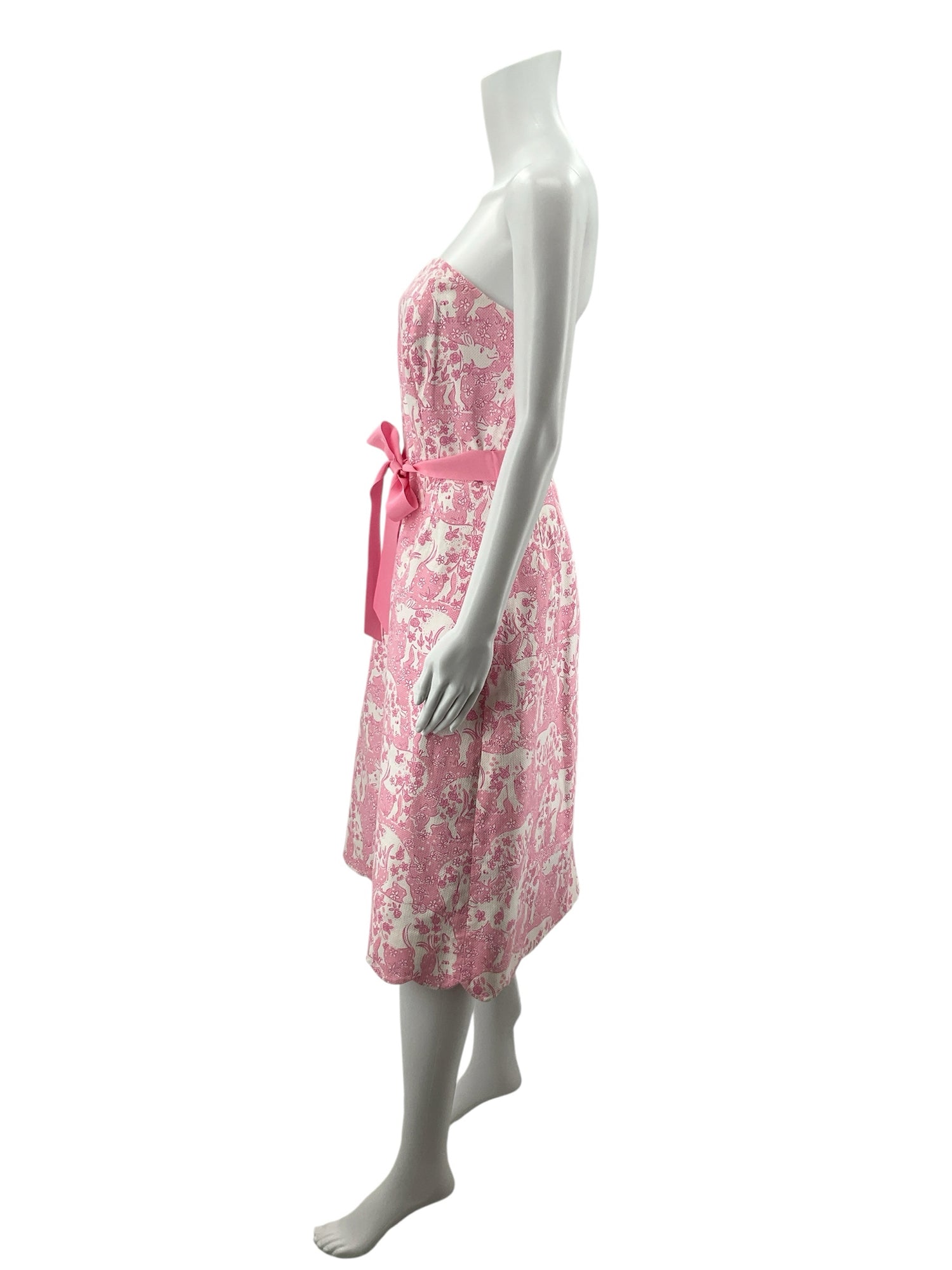 Lilly Pulitzer Delia Strapless Dress First Impression Elephant Print Size 12