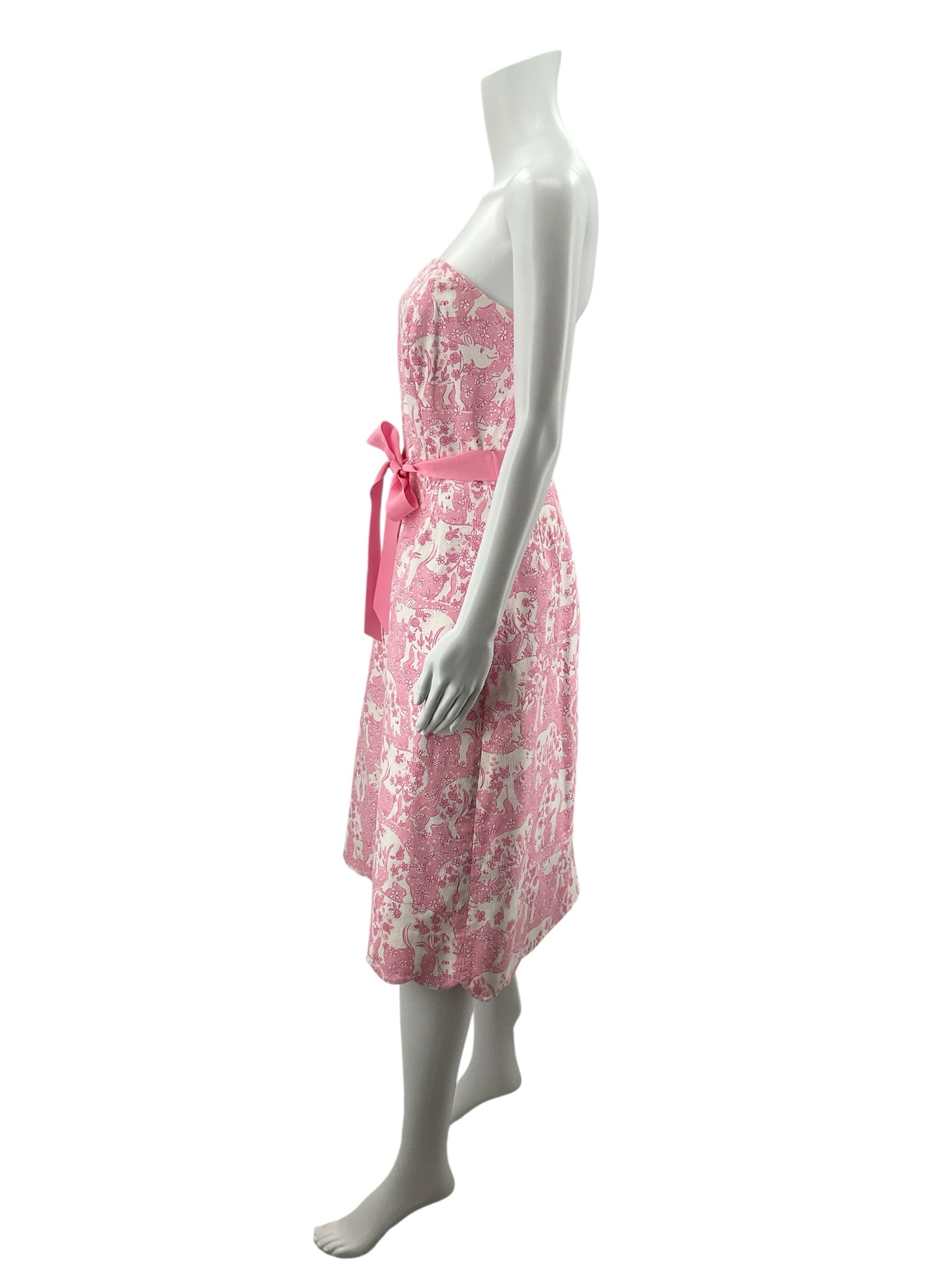 Lilly Pulitzer Delia Strapless Dress First Impression Elephant Print Size 12