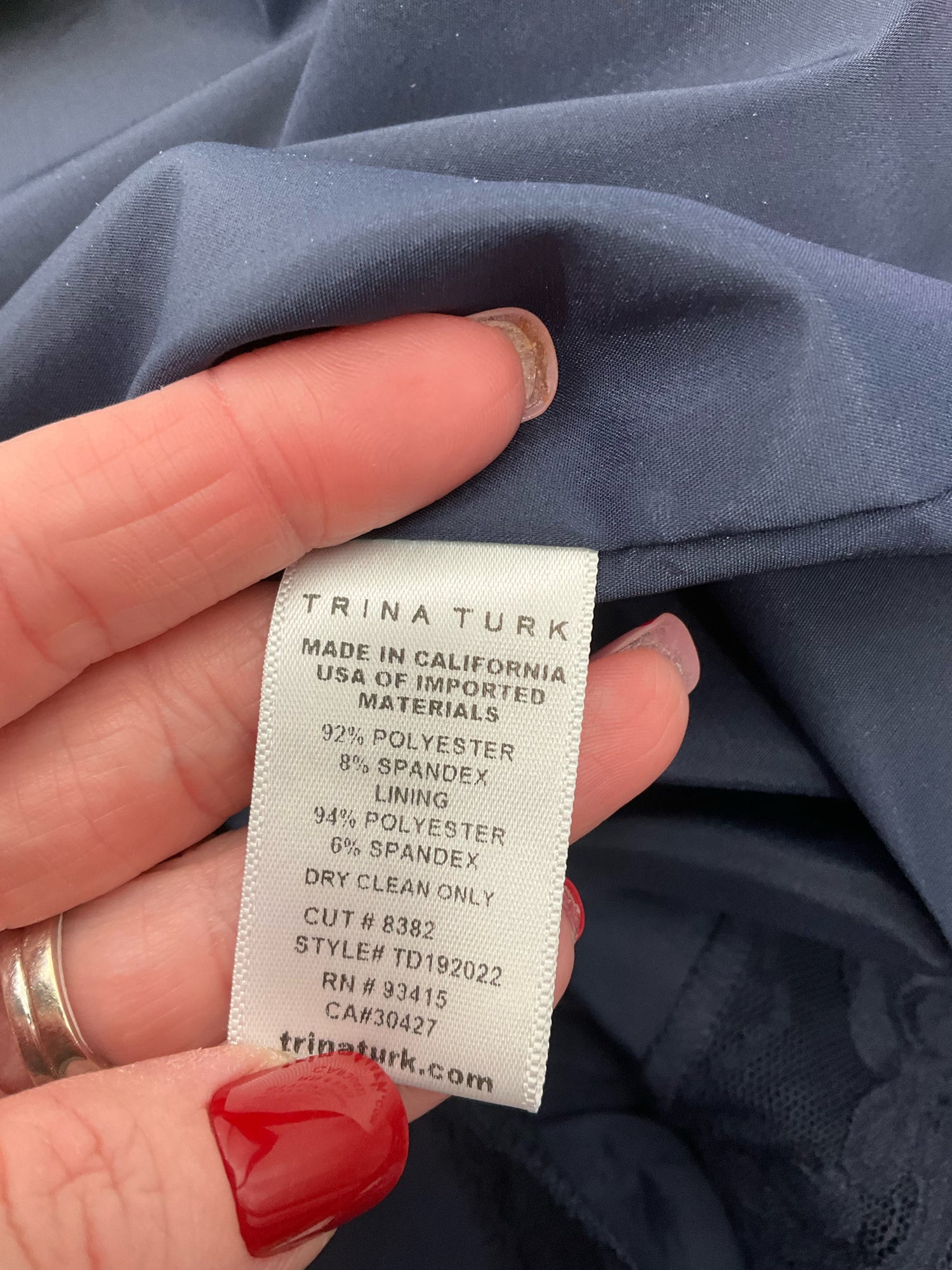 Trina Turk Navy/Orange/Pink Floral Pre-Owned Ladies Dress - Size 4