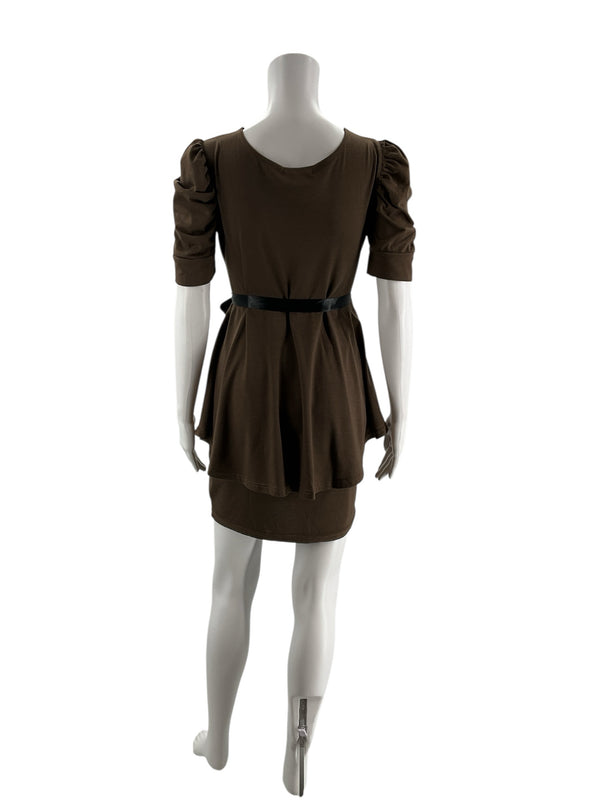 Deja Vu Brown Solid Pre-Owned Ladies Dress - Size Medium
