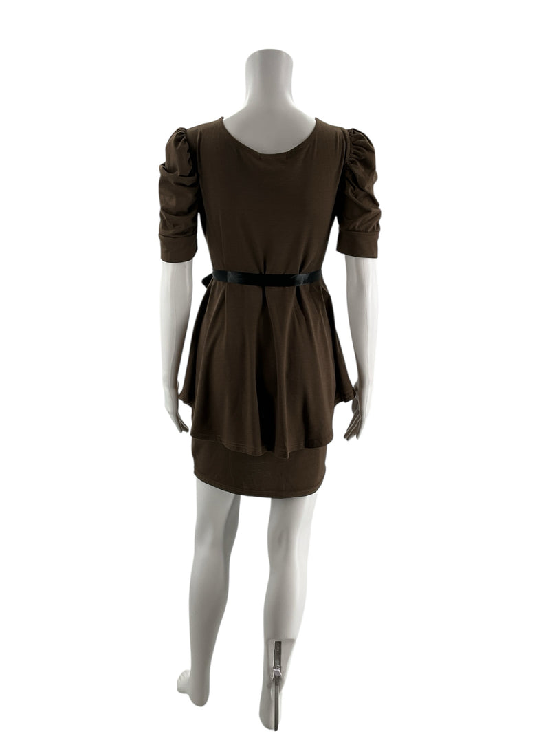 Deja Vu Brown Solid Pre-Owned Ladies Dress - Size Medium
