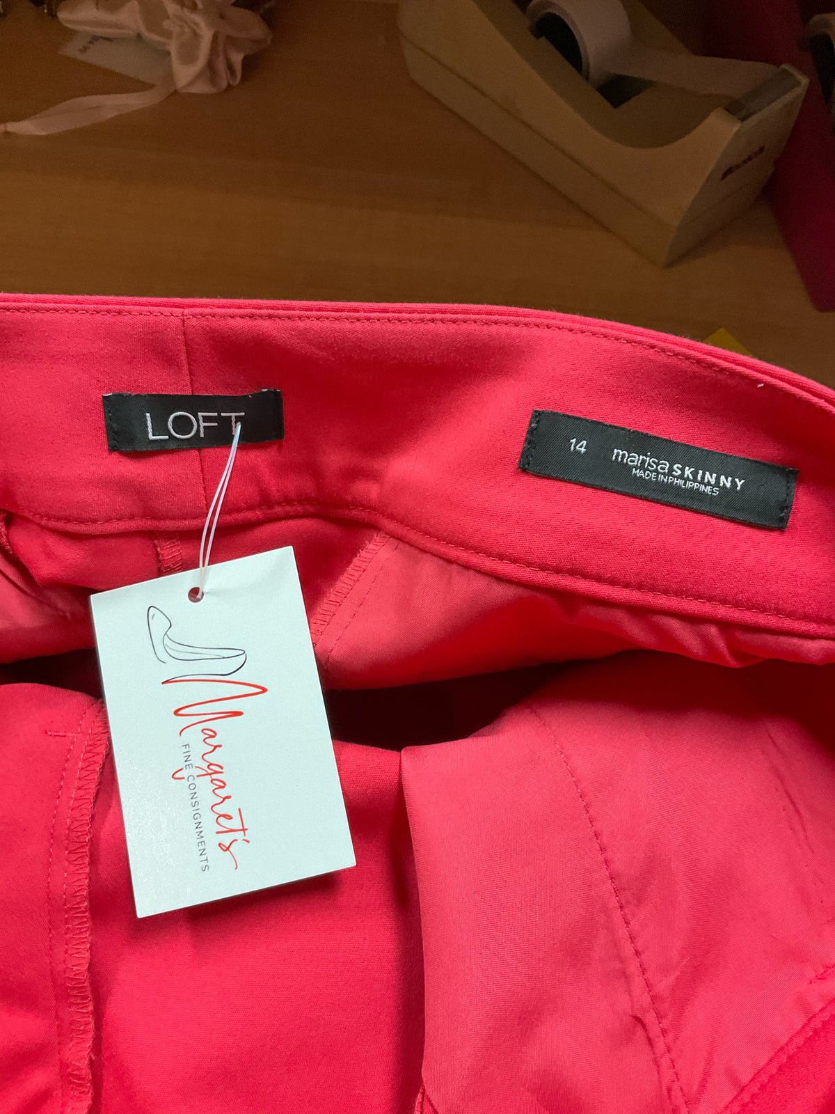 LOFT Marisa Skinny Ankle Pants Size 14 Fuchsia Pink Stretch - ONLINE ONLY