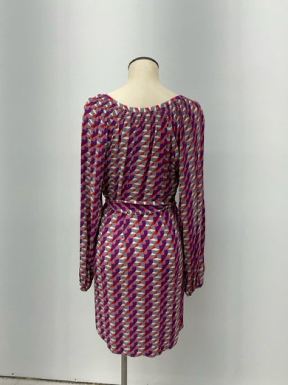 Banana Republic Geometric Print Faux Wrap Dress Size 6 Gray Purple Red - ONLINE ONLY