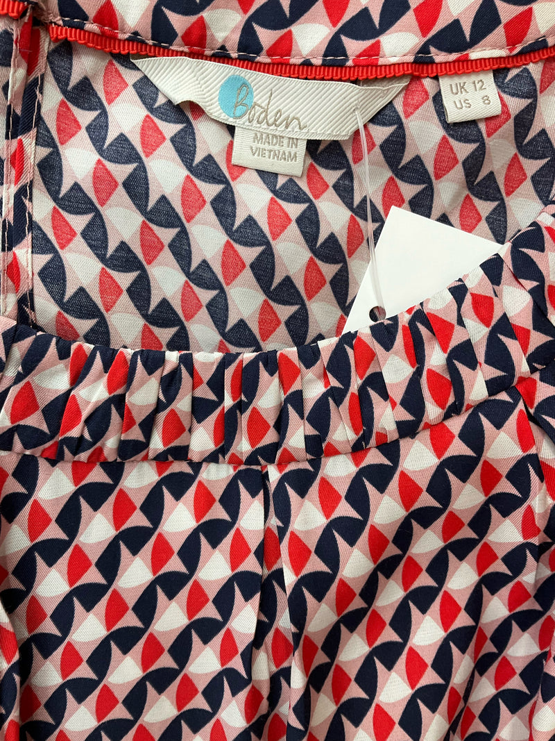 Boden Red/White/Blue/Pink Print Pre-Owned Ladies Top - Size 8