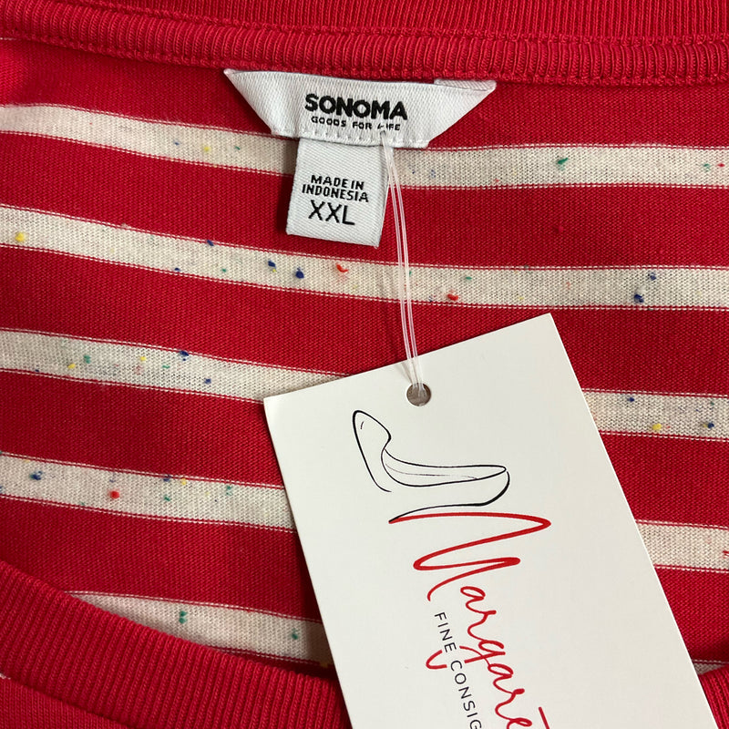 Sonoma Red & Tan Striped T-Shirt Dress – Size XXL, Excellent Condition - Margaret’s Fine Consignment