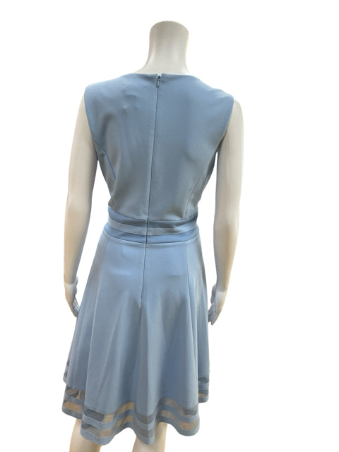 Calvin Klein Baby Blue A-Line Mesh-Hem Scuba Crepe Dress Baby Blue Size 12 - Size 12