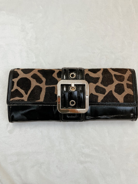 Ann Taylor black/brown animal Clutch