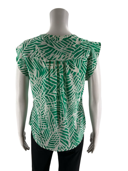 Talbots Green/White Print Pre-Owned Ladies Top - Size 4 Petite