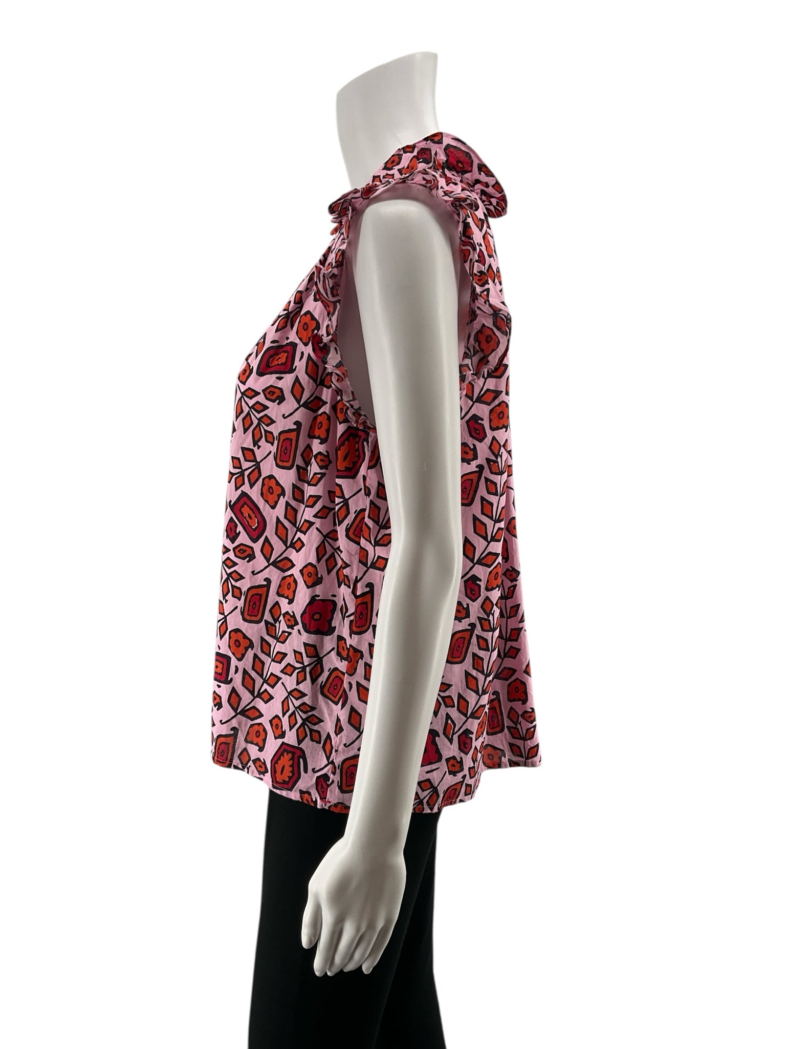 Xirena Beau Floral Ruffle V-Neck Sleeveless Top Size Small