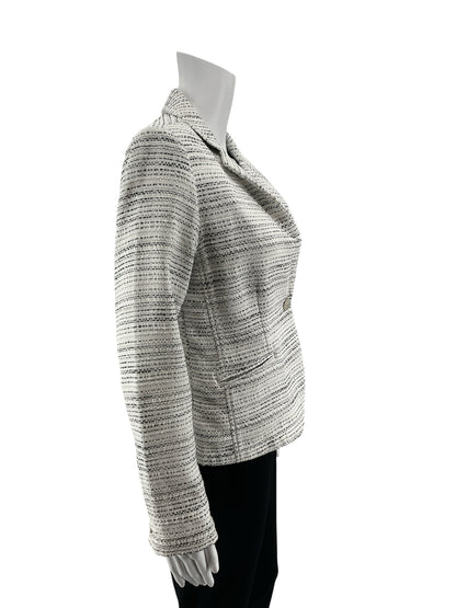 cabi Tuxedo Jacket Black &amp; White Basketweave Metallic Blazer Size 4