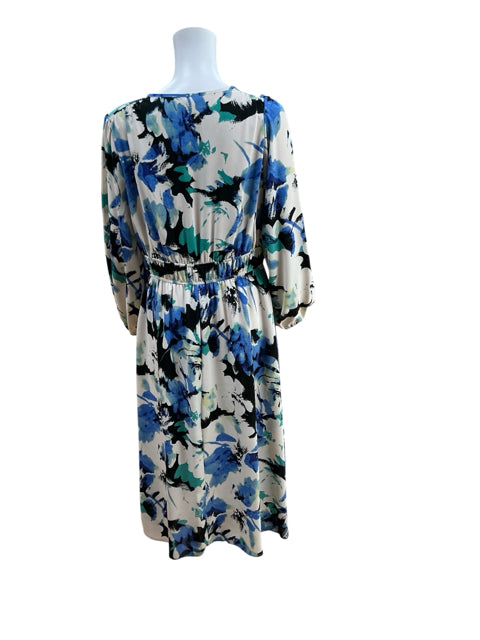 Pretty Garden Floral V-Neck Long Sleeve Midi Dress | Size L | Pre-Owned - ONLINE ONLY