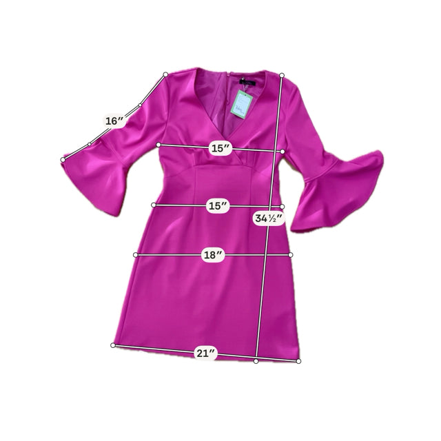 Trina Turk Contessa Bell Sleeve Dress Fuchsia Pink Size 8