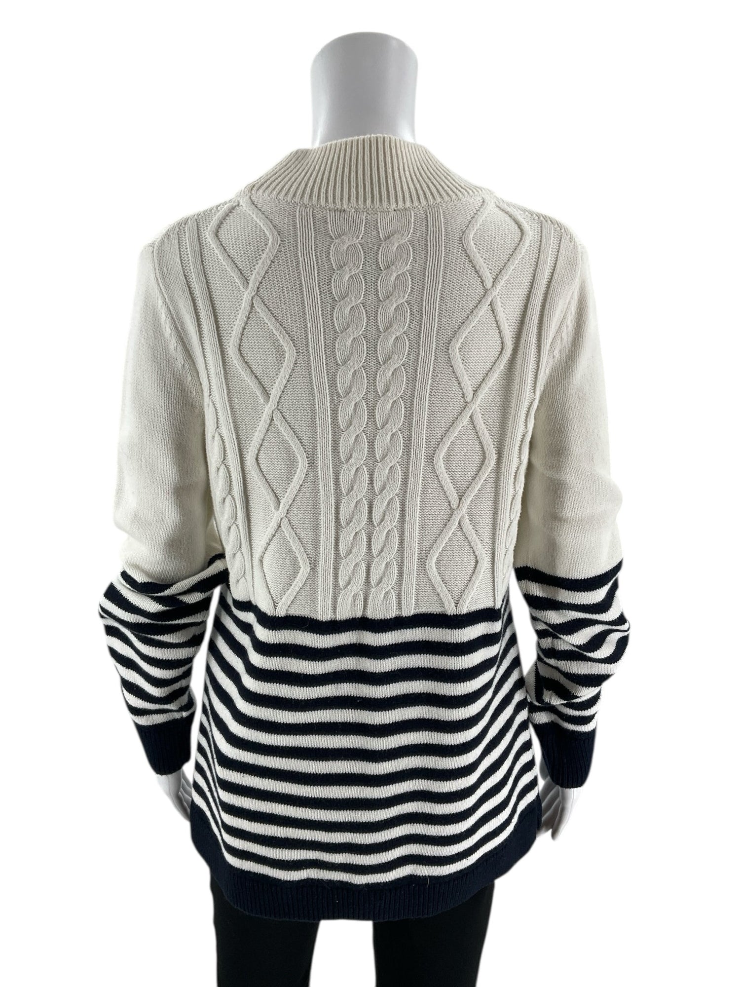 Talbots - Ecru/Navy Stripe Pre-Owned Ladies Casual Top - Size Medium