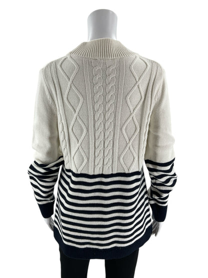 Talbots - Ecru/Navy Stripe Pre-Owned Ladies Casual Top - Size Medium