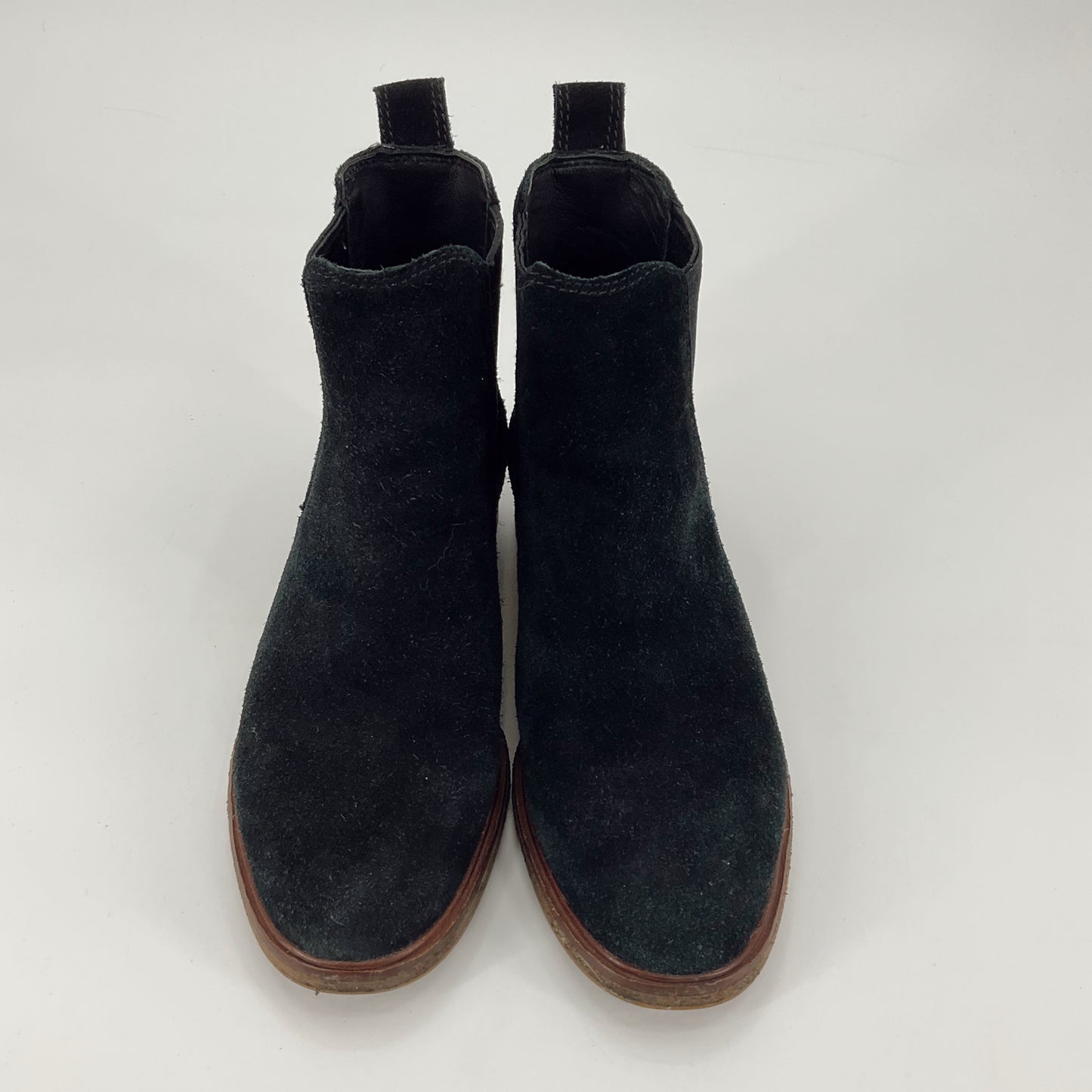 Clarks Black Suede Booties Size 9 - front view