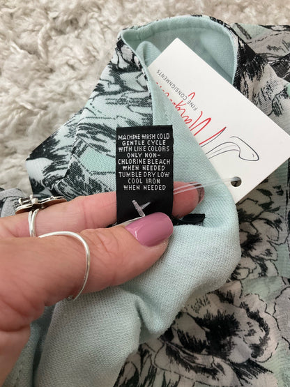 Alfani aqua and black floral blouse, women&