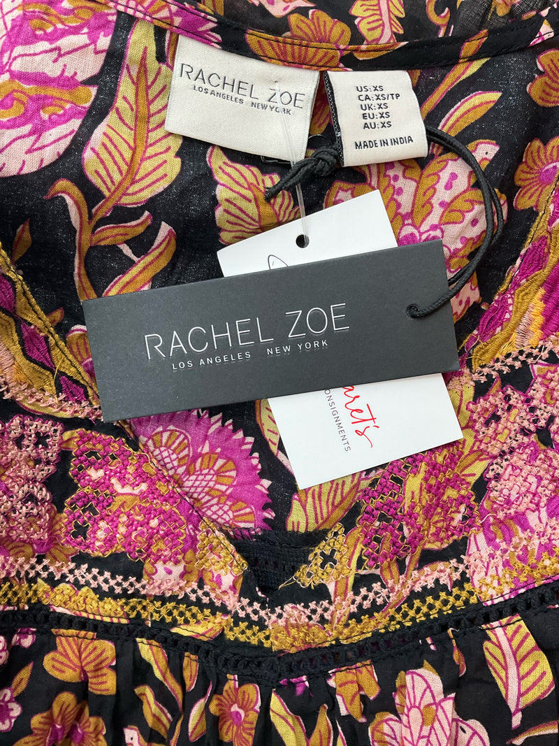 Rachel Zoe Purple/Mustard/Pink Print Pre-Owned Ladies Top - Size XS