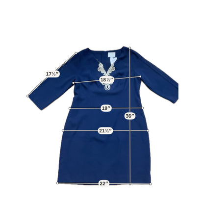 Lilly Pulitzer Kade Dress Navy Gold Embroidered Shift Size 16 NWT