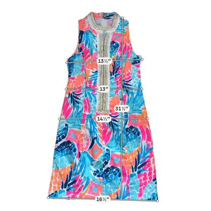 Lilly Pulitzer Pearl Shift Dress Multi Sink Or Swim Pineapple Print Size 2