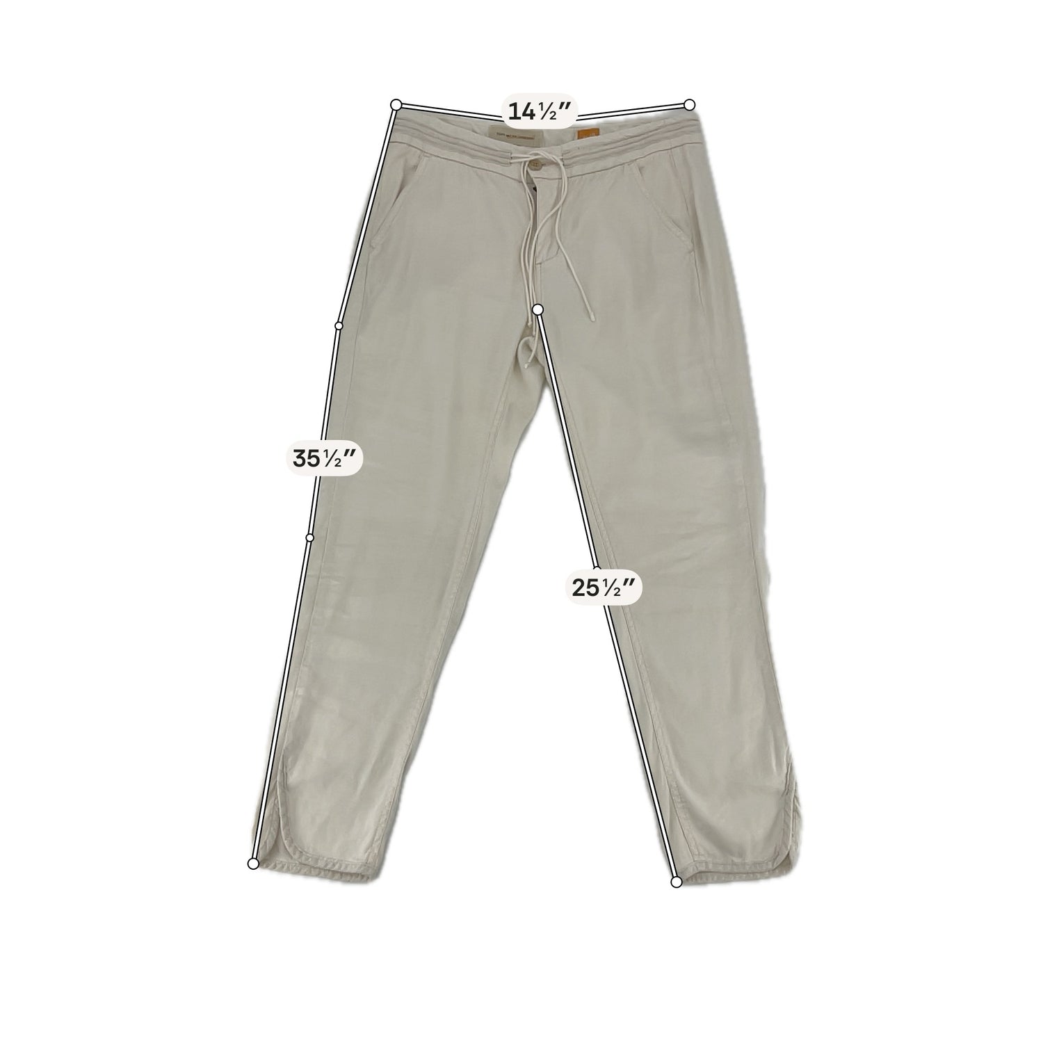 Piero and the Americans Tapered Linen Blend Drawstring Pants Size 6 Cream