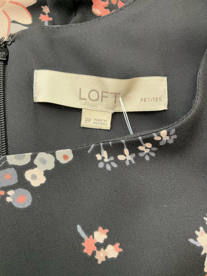 Loft Black/Pink/Gray Floral Pre-Owned Ladies Dress - Size 8 Petite