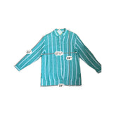Magaschoni Green/White Button Down Green & White Striped 100% Linen Button Down Shirt Size Small - Size S