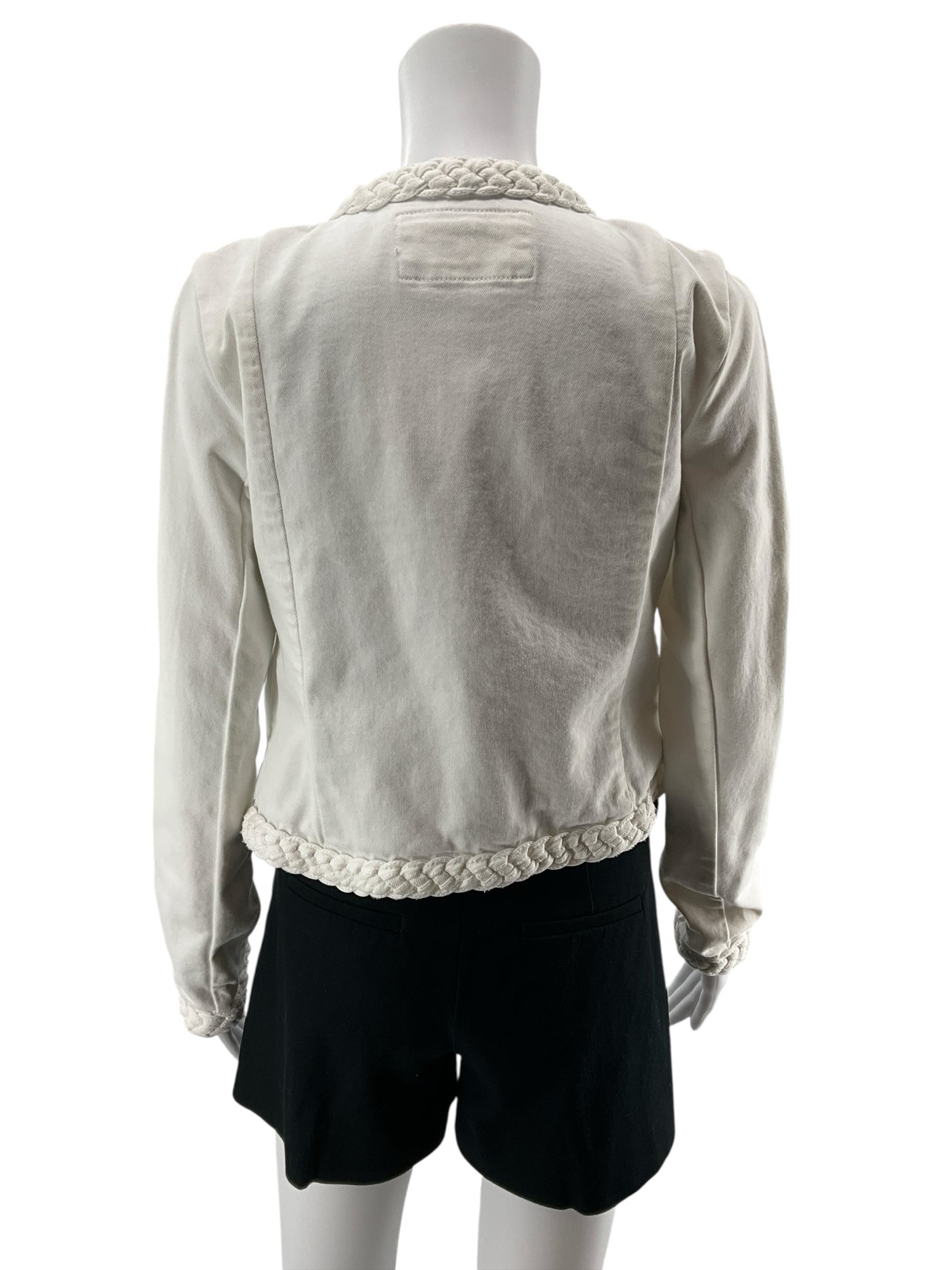 LOFT Braided Trim Open Front Cropped Jacket White Size XS