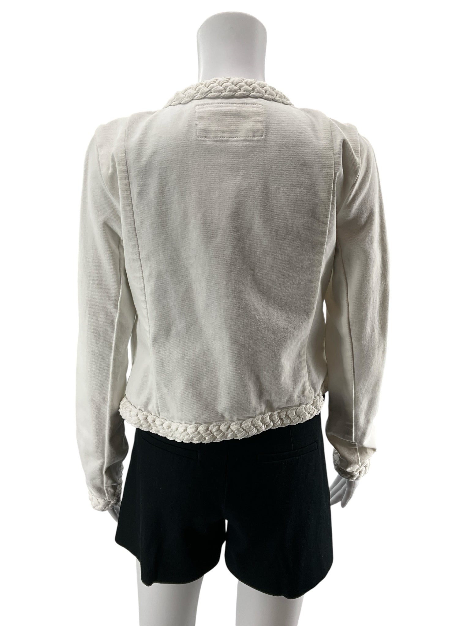 LOFT Braided Trim Open Front Cropped Jacket White Size XS