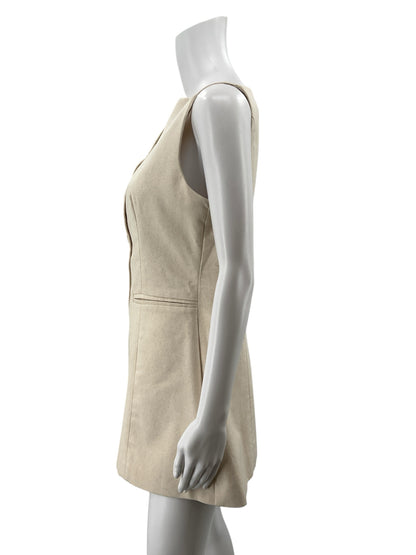 Cider Beige Linen Blend Button Front Cami Mini Dress Size Small