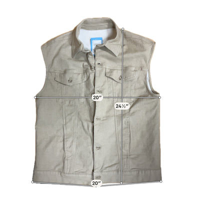 a.n.a (A New Approach) Khaki Utility Trucker Vest Raw Hem Sleeveless Jean Jacket Style Size Small