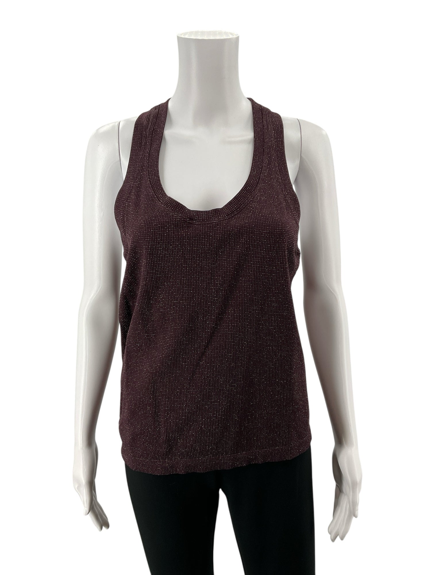 Athleta Shimmer Seamless Racerback Tank Top Maroon Sparkle Size Medium