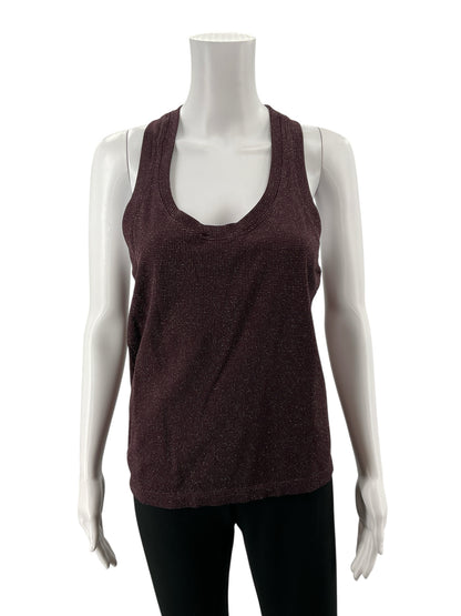 Athleta Shimmer Seamless Racerback Tank Top Maroon Sparkle Size Medium