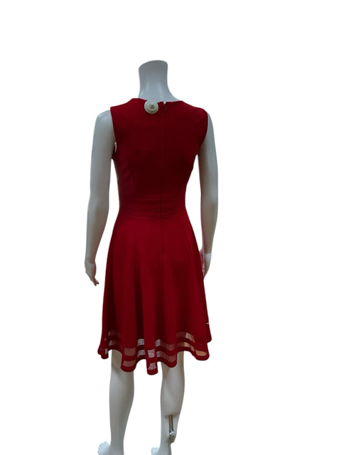 Calvin Klein Red Solid Pre-Owned Ladies Dress - Size 2