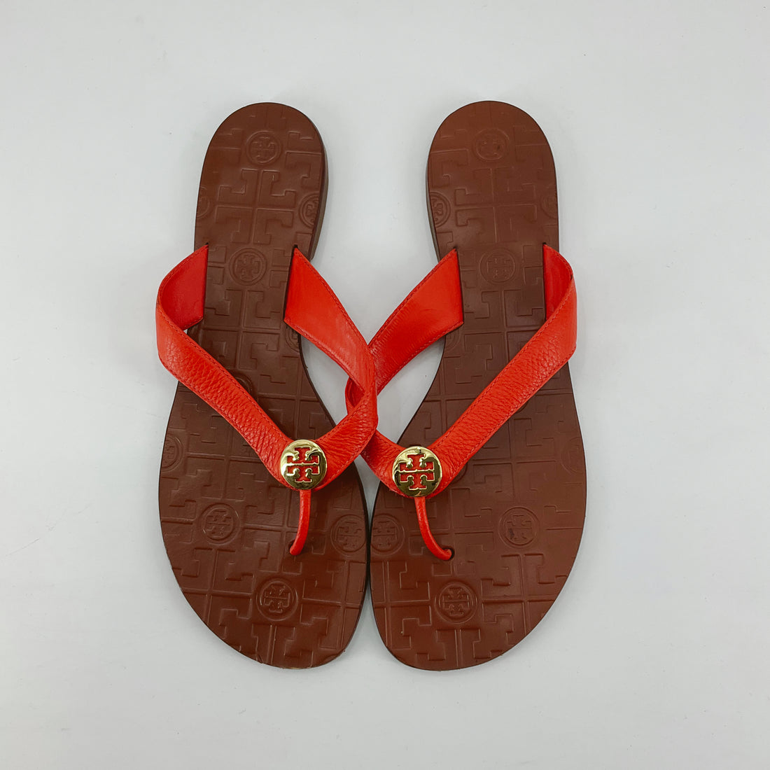 Tory Burch Orange Solid Pre-Owned Ladies Sandals - Size 10