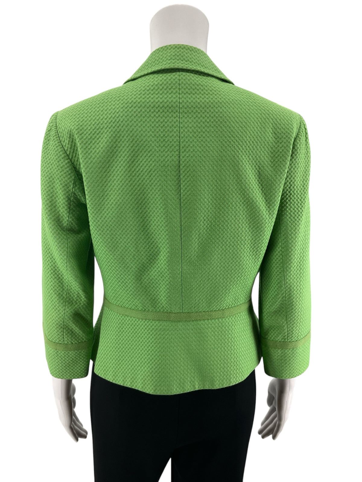 Etcetera Lime Green Micro-Check Peplum Blazer Jacket Size 4