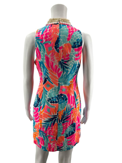 Lilly Pulitzer Pearl Shift Dress Multi Sink Or Swim Pineapple Print Size 2