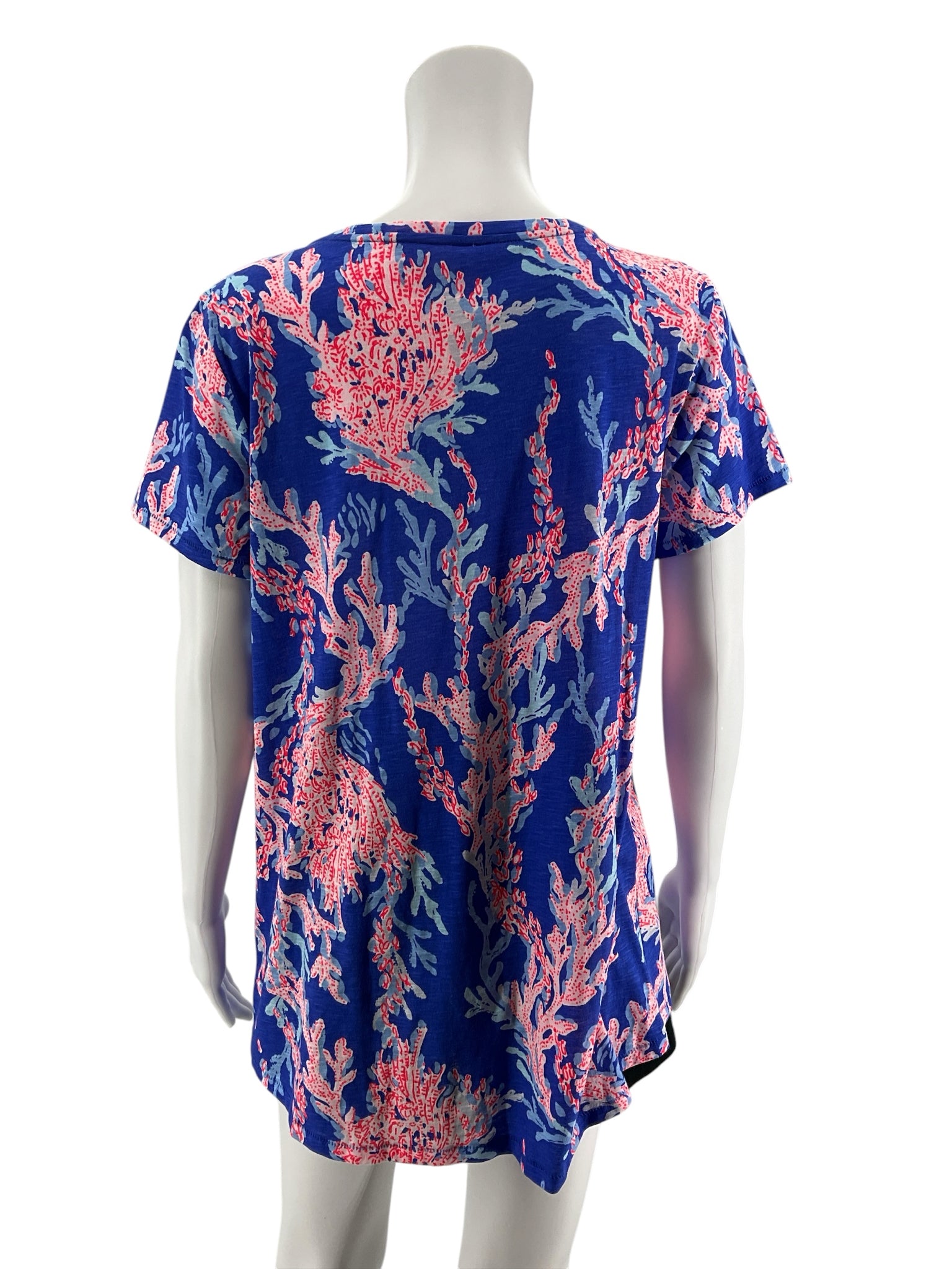 Lilly Pulitzer Valli V-Neck Top You Gotta Regatta Coral Print Tee Size Large