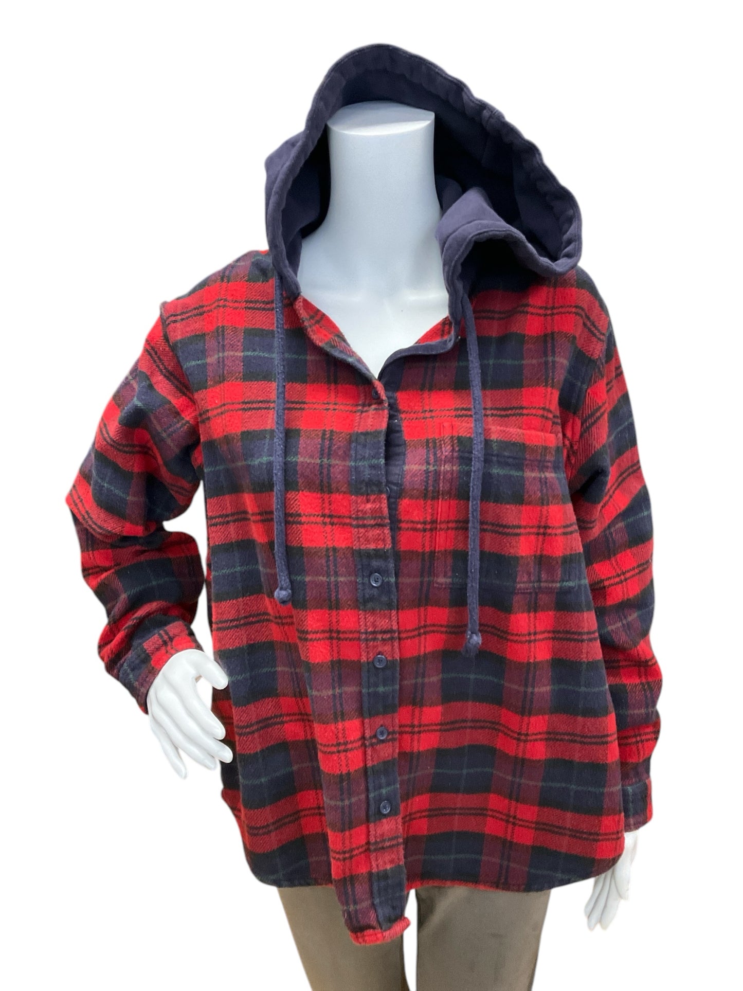 American Eagle Size Medium Red/Navy Plaid Consignment Ladies Jacket