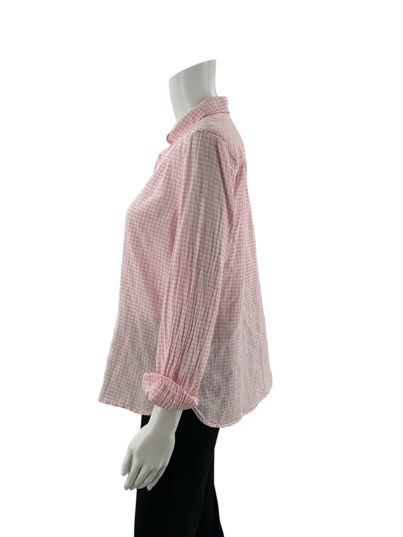 J Crew Pink/White Checkered Pre-Owned Ladies Top - Size 6