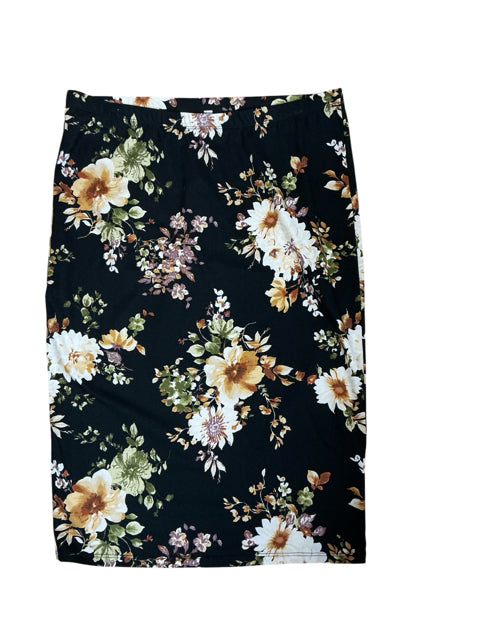 Acting Pro Size Large Black/Multi Floral Pre-Owned Ladies Skirt