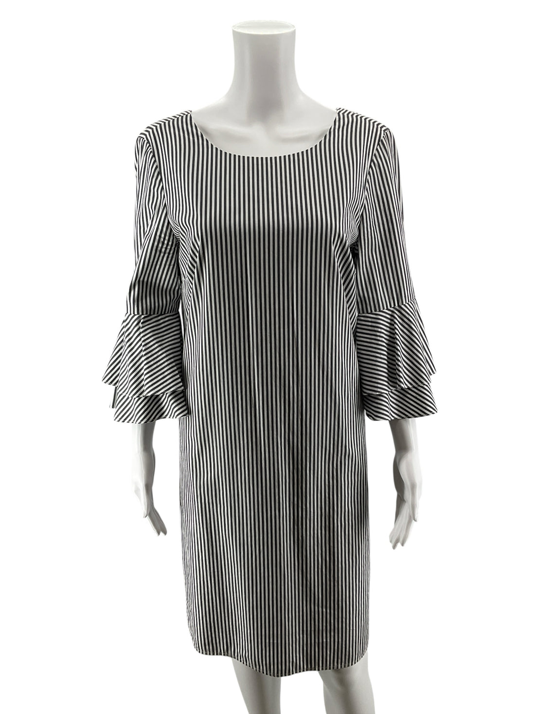 cappagallo Size 6 gray/white Stripe Pre-Owned Ladies Dress