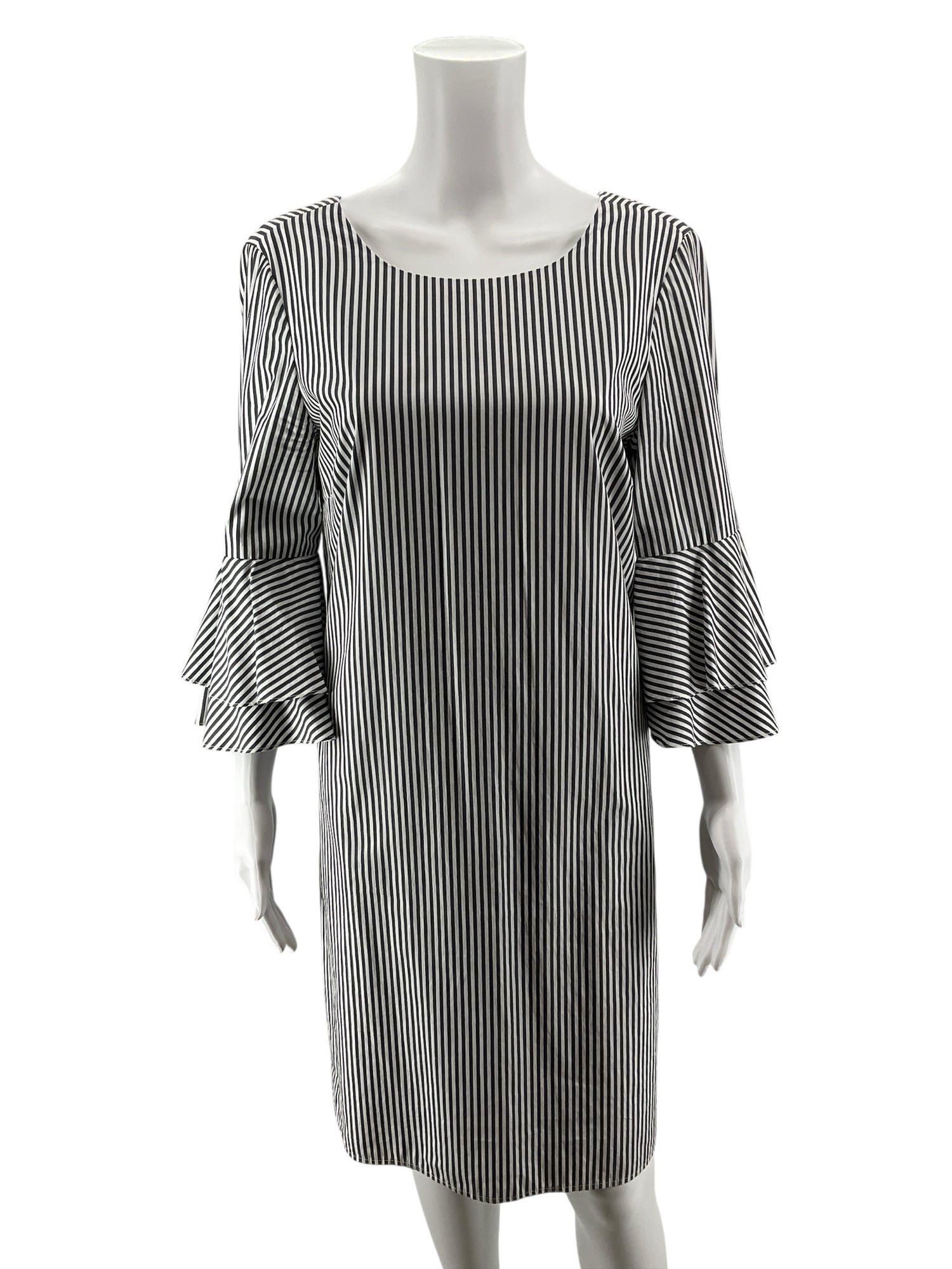 cappagallo Size 6 gray/white Stripe Pre-Owned Ladies Dress